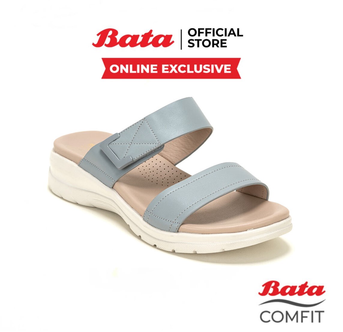 Online Exclusive Bata Baja Comfit Healthy Slip-On Shoes with Cushioning Technology Supports Foot Weight for Women, Model Ladycomfit, Blue, Code 5809048 ราคา 499 บาท*ส่งฟรี