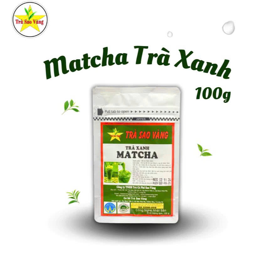 Bột Trà Xanh Matcha Hoà Tan Sao Vàng - túi 100g
