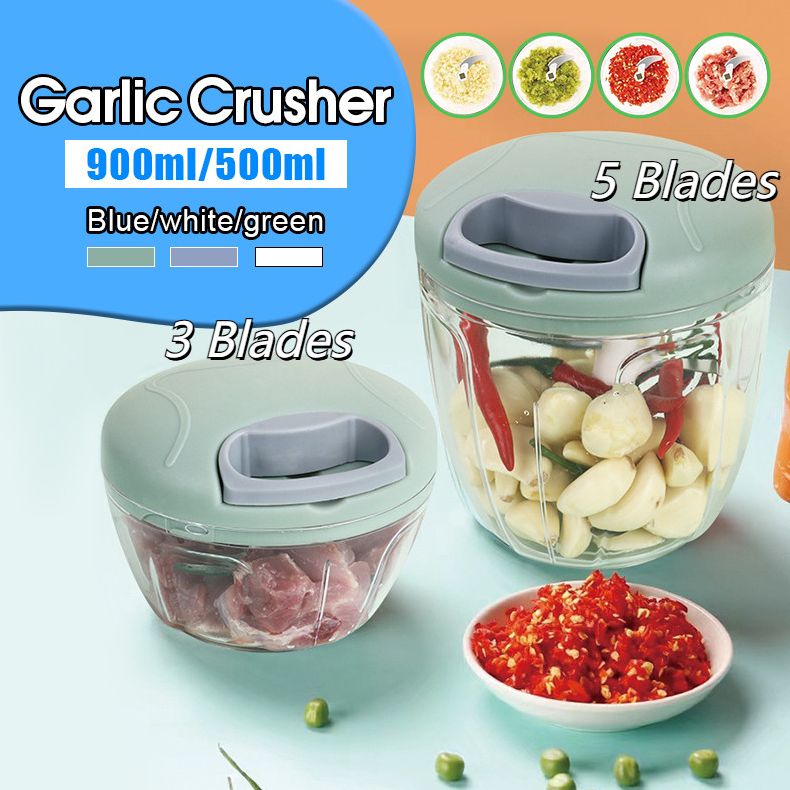 900ml/500ml Manual Food Chopper Abs Food Processor Garlic Vegetable Cutter Chili Onion Ginger Crusher Kitchen Cooking Accessories