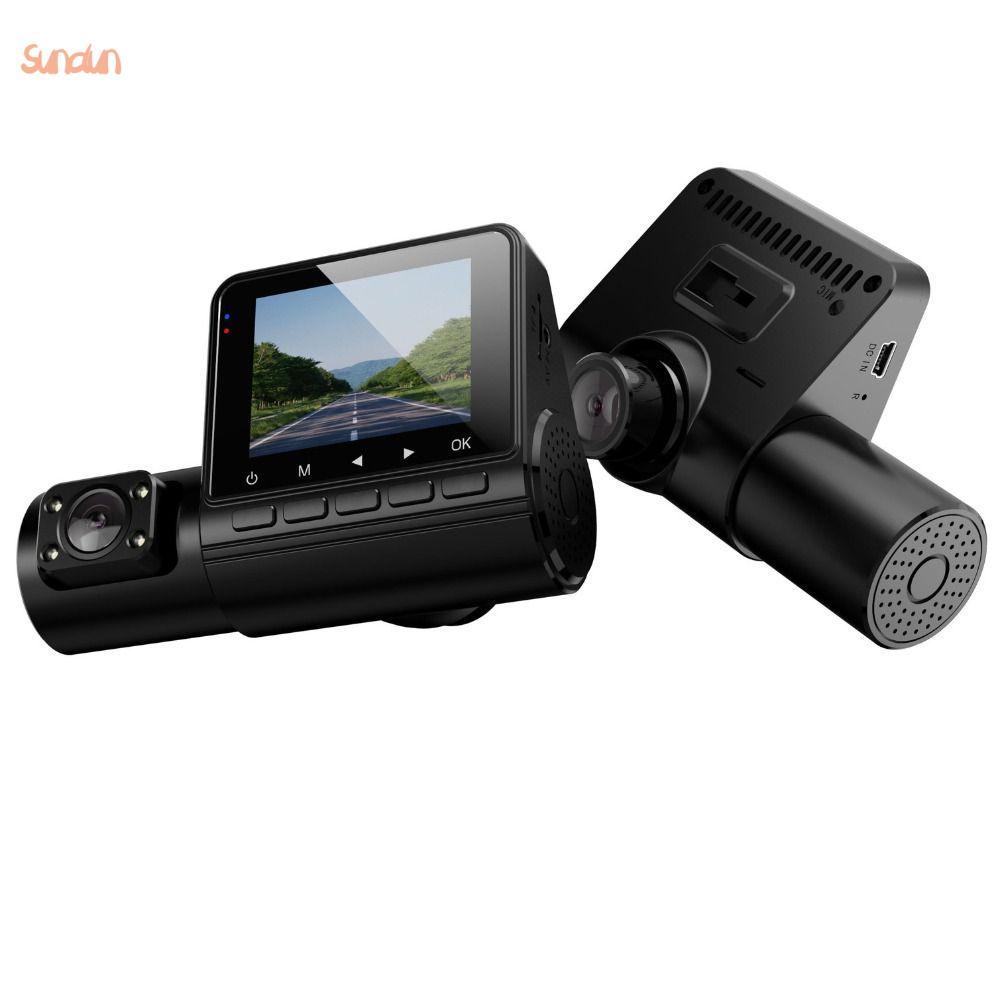 SUNDUN 3-len Camera hành trình mini 3 kênh cho xe hơi 2 inch HD 1080P Camera hành trình 3 ống kính b