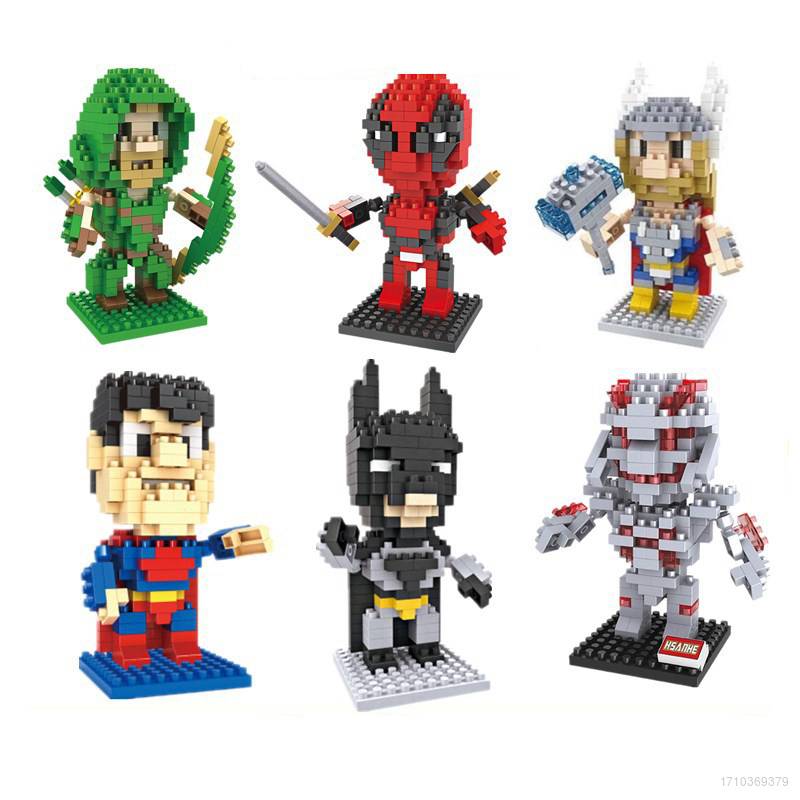 DC Marvel The Avengers Spider man Loki Thor Hulk Batman Flash Action Figure Diy Diamond Nano Block Lego Toy Birthday Present