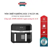 Nồi chiên không dầu 2 ngăn 10L SUNHOUSE MAMA SHD4098, Công suất 2500w, Thiết kế 2 ngăn nướng 6L và 4L, 11 chương trình