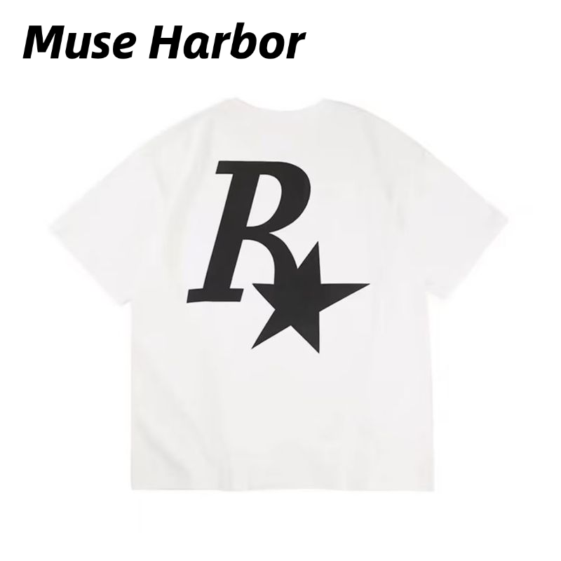 Muse Harbor เสื้อยืดแขนสั้นลายดาวและตัวอักษรสำหรับวัยรุ่นฤดูร้อน ราคา 57 บาท*ส่งฟรี