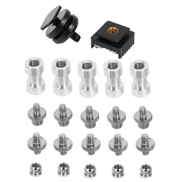 Camera Screw, 22 Pcs 1/4 Inch and 3/8 Inch Converter Threaded Screws Adapter Mount Camera Hot Shoe Mount to 1/4 Set for Camera/Tripod/ Monopod/Light Stand