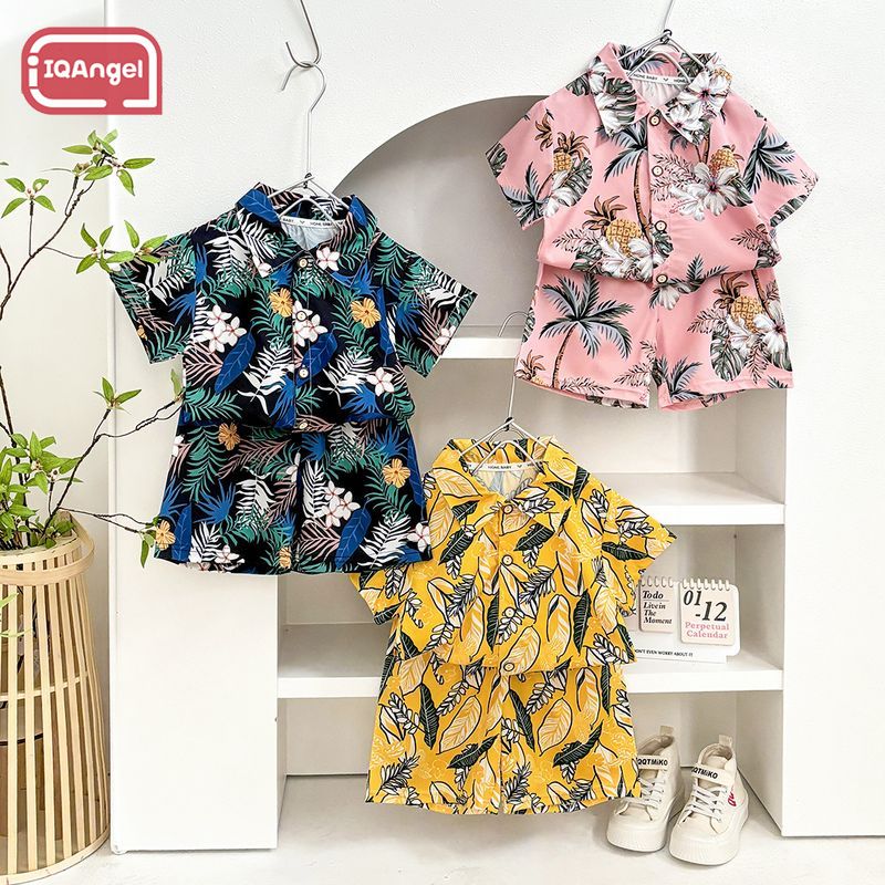 IQANGEL Tropical Print Shirt and Shorts Set for Kids Summer Beachwear ราคา 92 บาท*ส่งฟรี