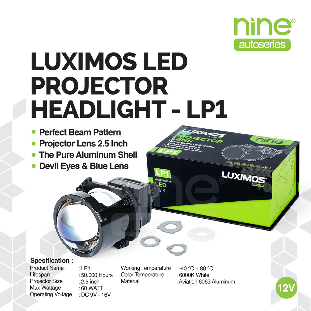 LUXIMOS Biled Projie 60W 2.5 Inch Cut Off Projector Flat Plus Devil LP1 - NINE AUTOSERIES Harga 74,900 rupiah*Gratis Ongkir