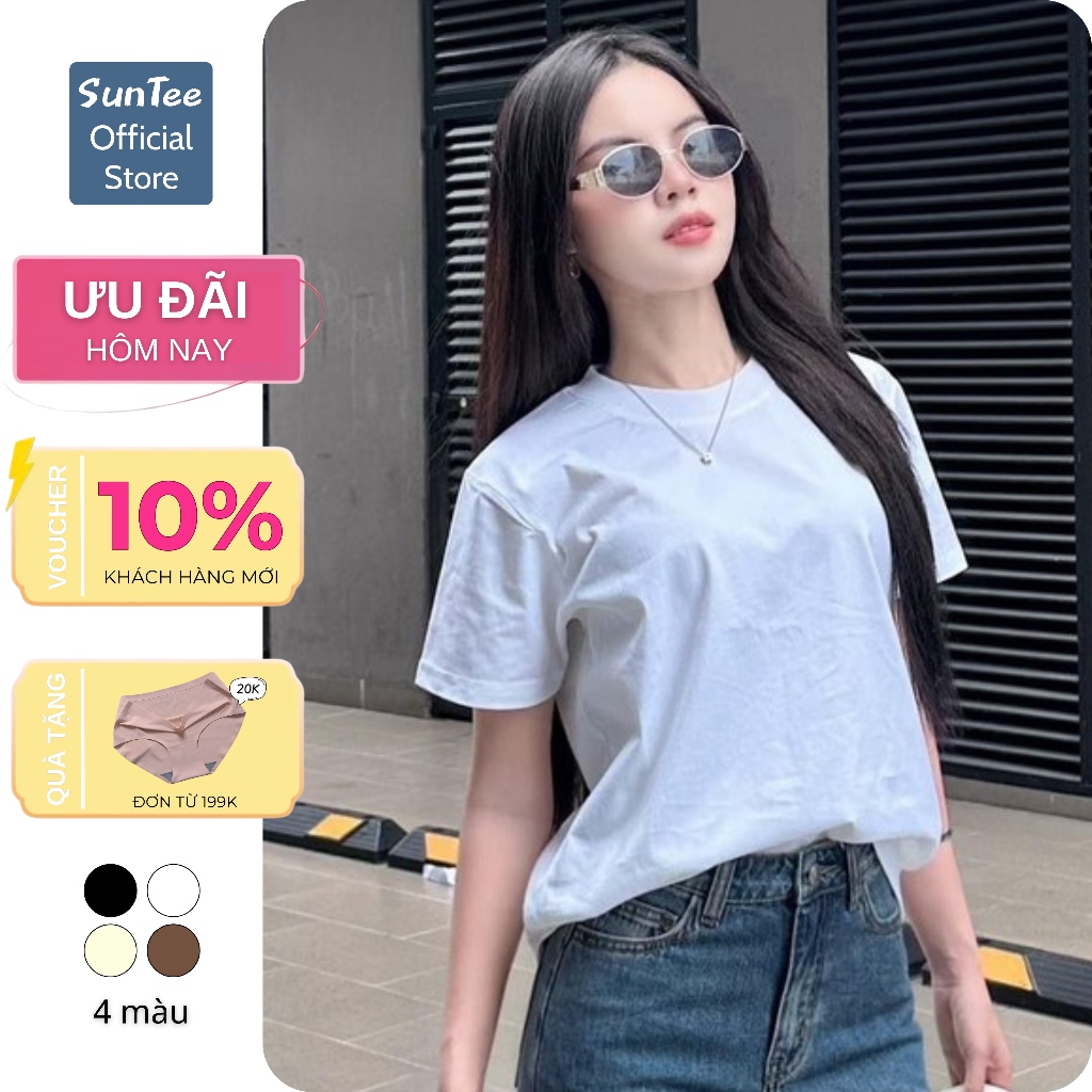 Áo thun nữ form vừa SUNTEE phong cách basic vải cotton 250GSM cao cấp thoáng mát local brand BBT085