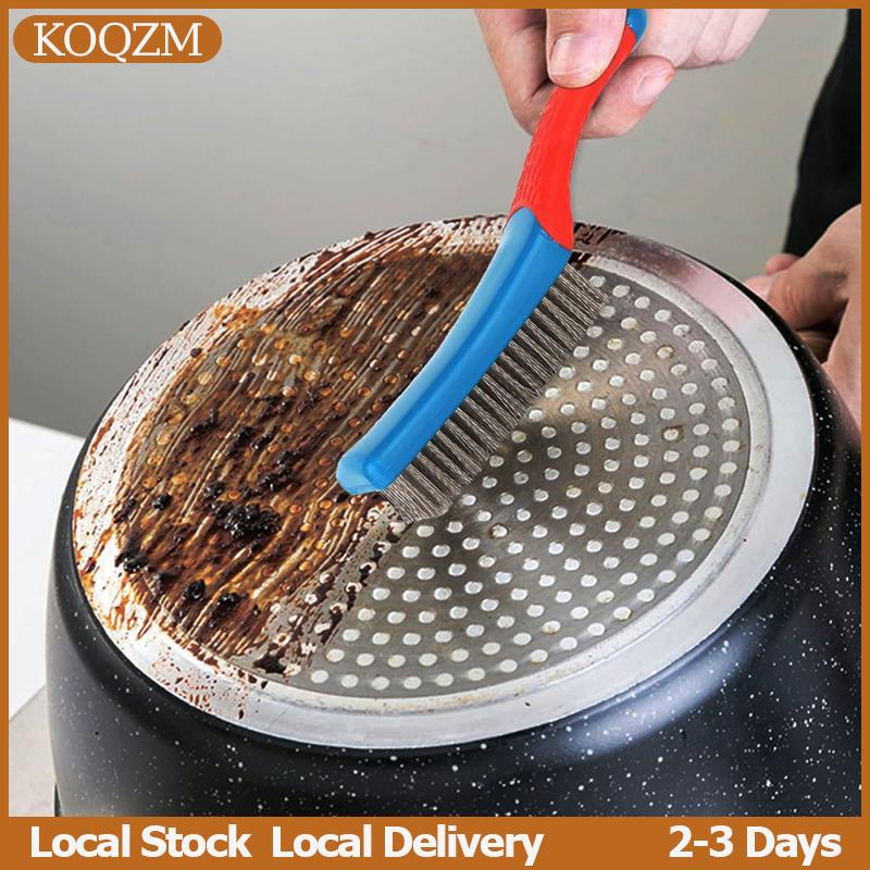 KOQZM Bàn chải dây thép không gỉ nặng với tay cầm bằng nhựa thoải mái hoàn hảo để loại bỏ rỉ sét, xỉ hàn, bụi bẩn và sơn
