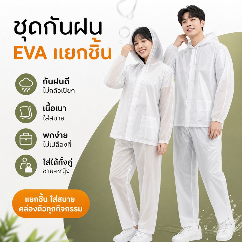 Fei_Fei Raincoat, Eva Rain Suit, Waterproof, Lightweight, Breathable, Easy to Carry, Outdoor Use, Many Colors.