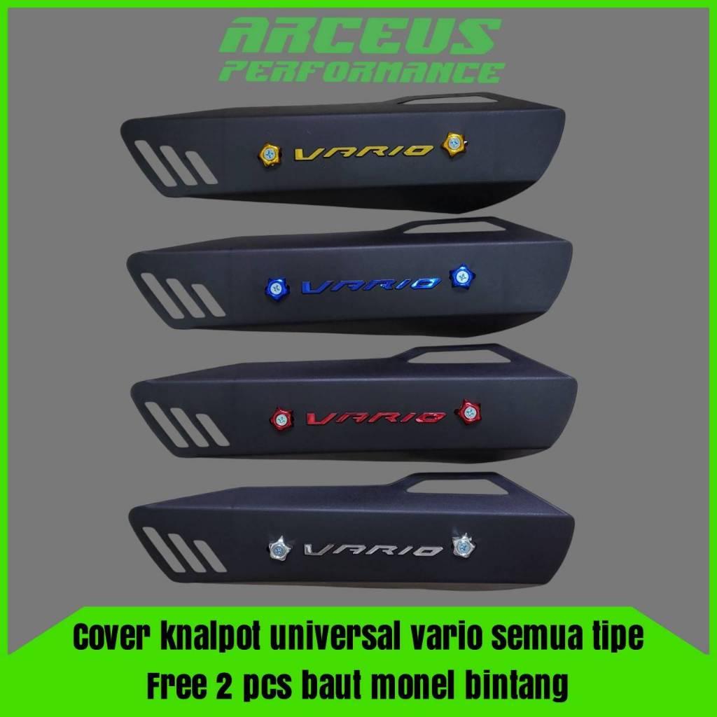 New Promo motorcycle exhaust muffler cover motorcycle exhaust pipe beat logo + Monel Bolt color Honda Vario 125 Vario 150 Vario 160 all Vario all types of Vario universal shatterproof Harga 12,750 rupiah*Gratis Ongkir