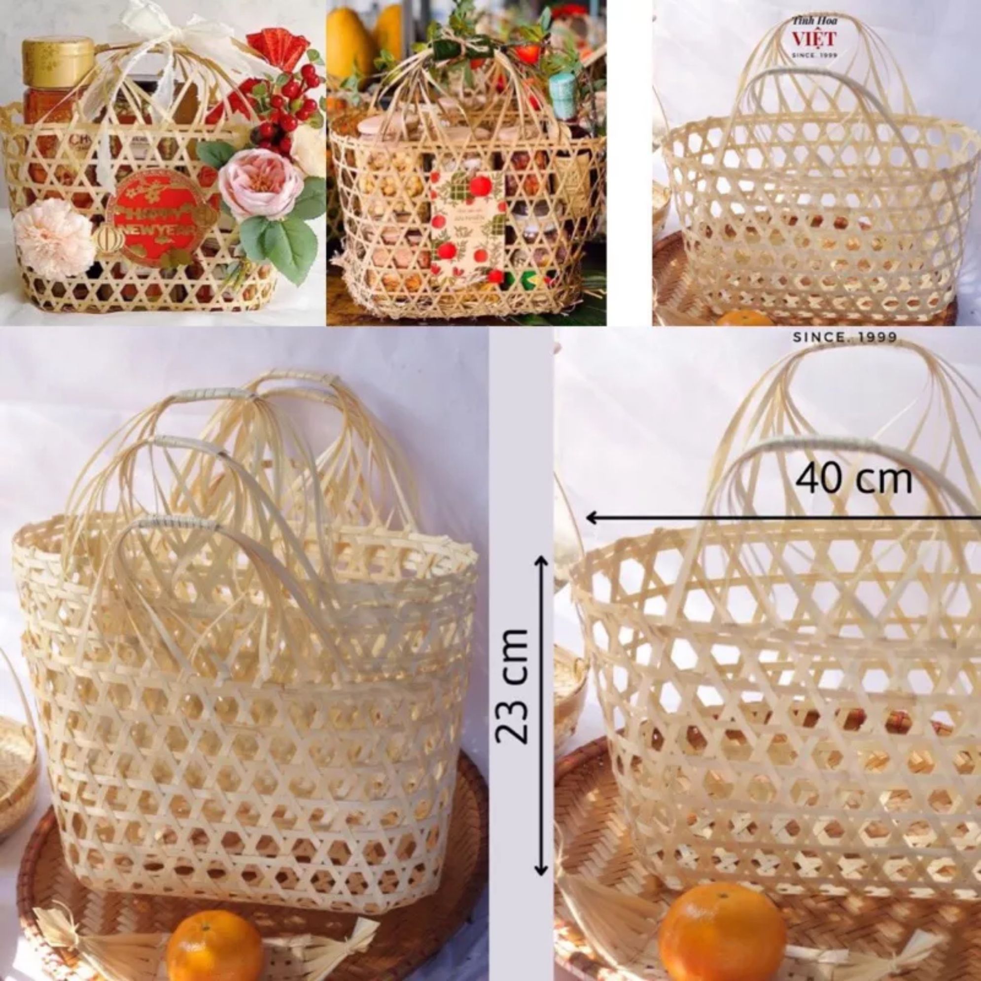 Giỏ tre,làn tre trang trí,làm giỏ quà Tết