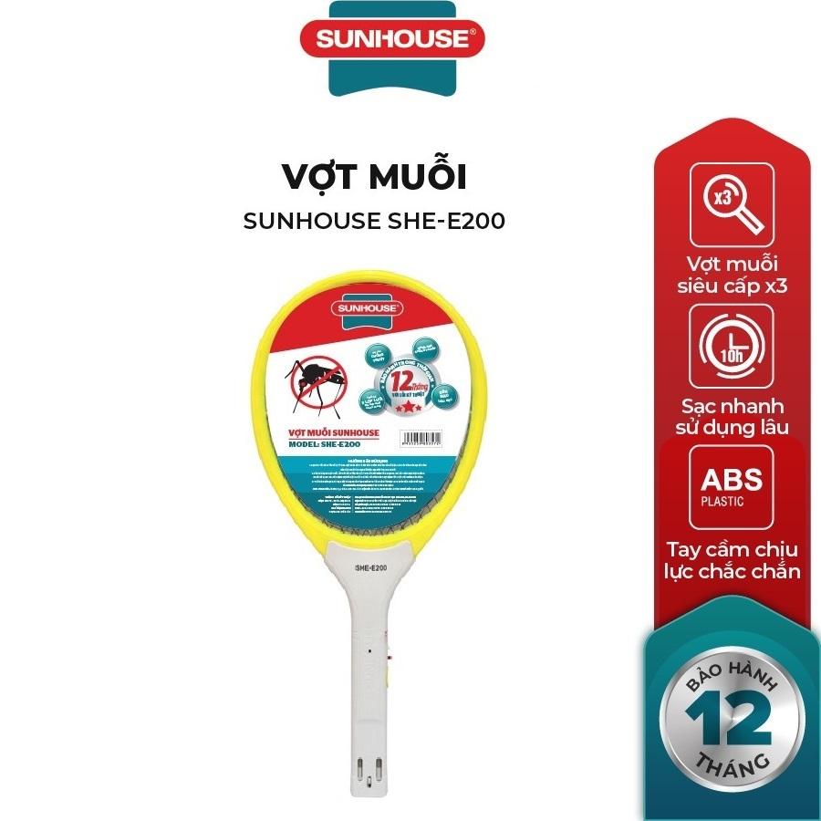 Vợt muỗi sunhouse she-e200 màu vàng