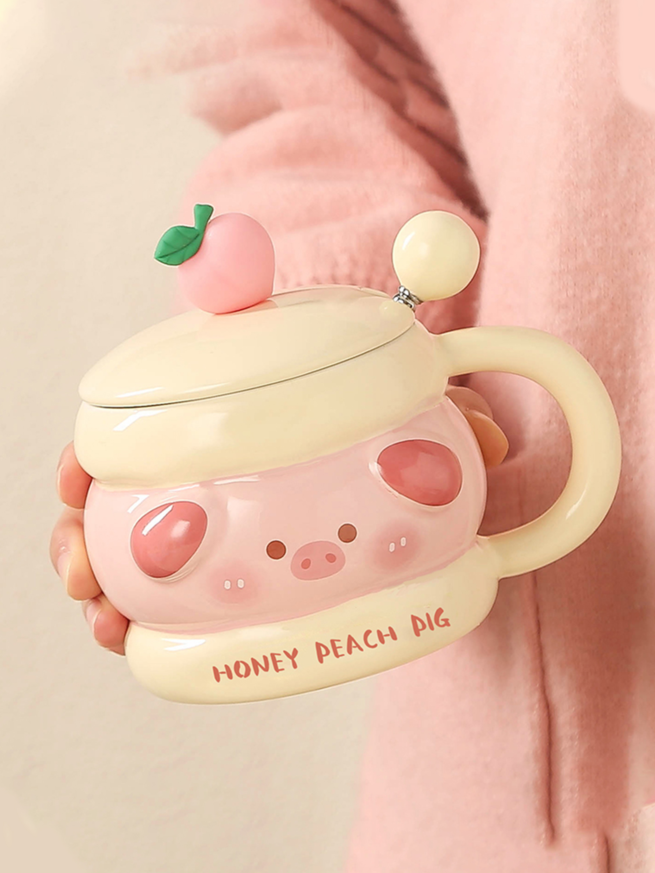 Cute water with lid spoon, birthday cup, household mug, sandwich pig, Valentine's Day gift ceramic cup Cups, Mugs & Saucers ราคา 508 บาท*ส่งฟรี