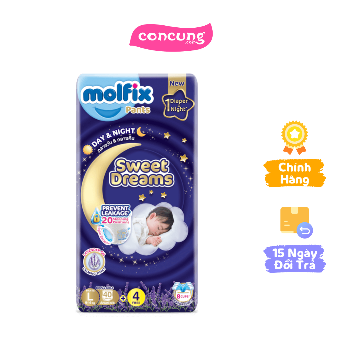 Molfix tã quần Sweet Dreams size L (40+4) Jumbo