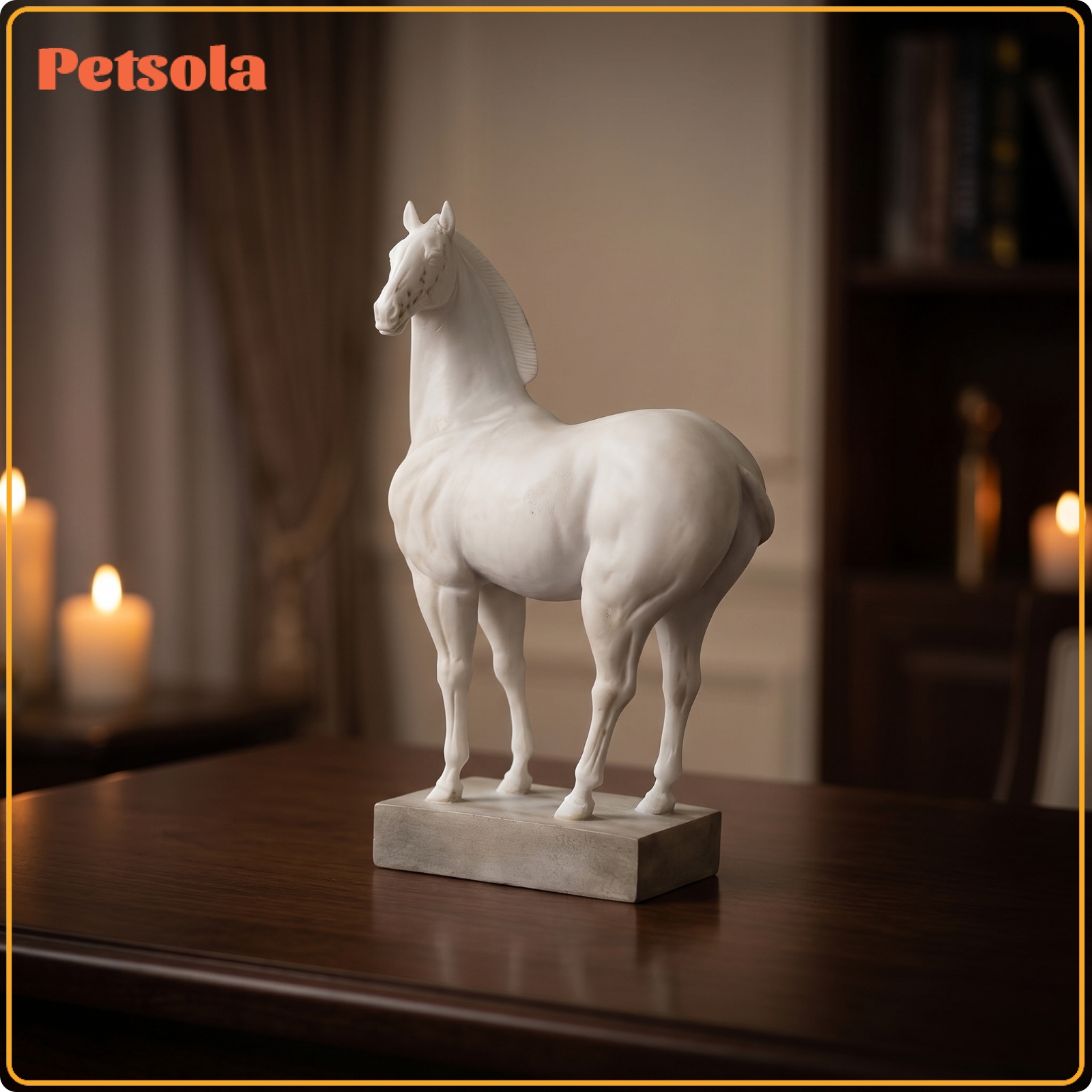 petsola Decorative Horse Sculpture Carved Horse Statue Tabletop Sculpture with Base Hand Finished for Living Room ราคา 1,683 บาท*ส่งฟรี