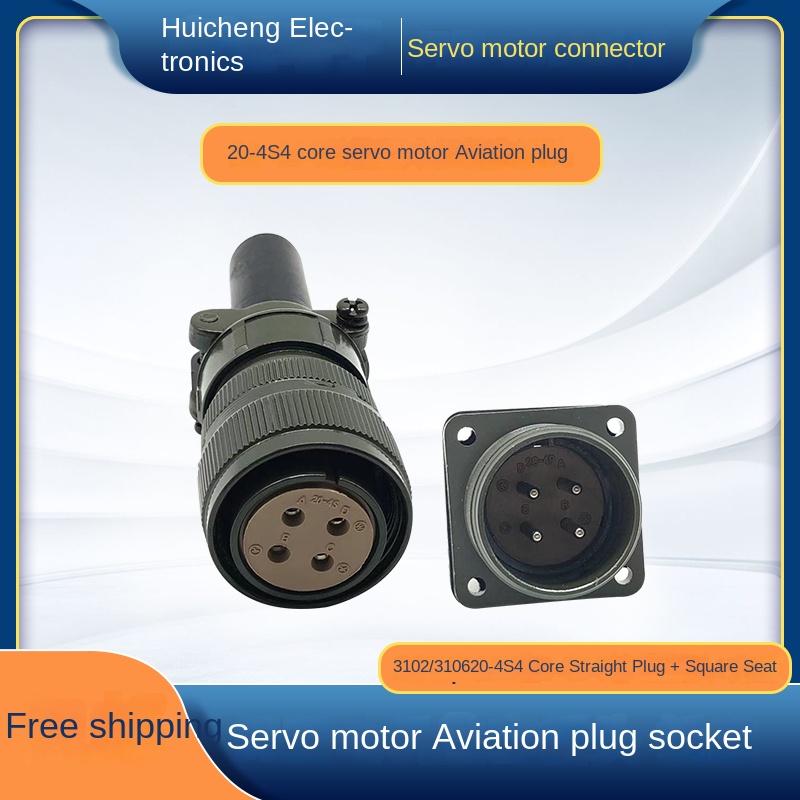 MS3102/3106/3108 20-4S - Đầu Nối 4 Chân Cho Servo Motor Delta, Fuji, Yaskawa, Mitsubishi - Đầu thẳng+đế 4 chân