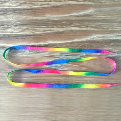 AL 1Pair Colorful Laces Rainbow Gradient Print Flat Canvas Shoe Lace Shoes Casual Chromatic Colour Shoelaces 80CM100CM120CM