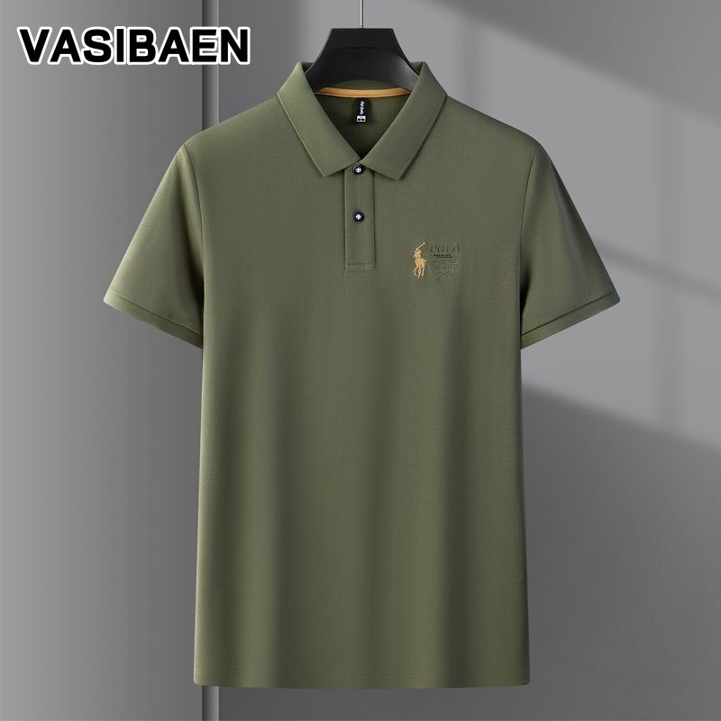 VASIBAEN Men's Embroidery Polo Shirt Loose Casual Business Short-Sleeved T-shirt New Fashion All-Matching