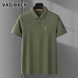 VASIBAEN Áo polo thêu cho nam áo thun tay ngắn doanh nhân đơn giản rộng thời trang mới tất cả phù hợp