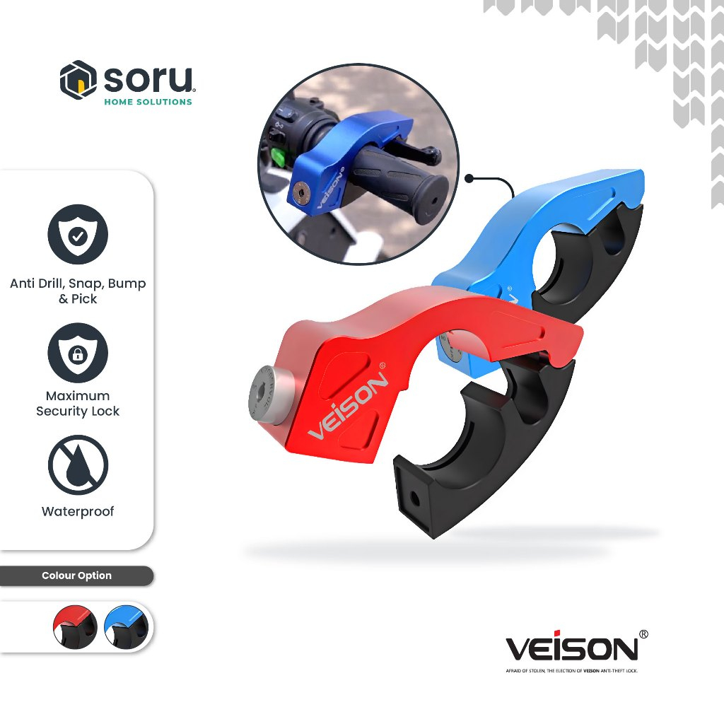 SORU - Kunci Stang Gembok Rem Tangan Motor - Handbrake Grip Lock Anti Theft - VEISON Harga 70,000 rupiah*Gratis Ongkir