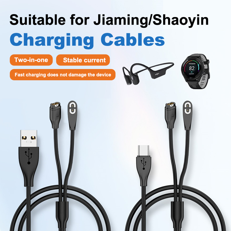 XINGHEC2 2 trong 1 USB Loại C Đồng hồ sạc cáp cho Garmin Fenix X6 Forerunner bản năng 2 dây sạc từ tính cho shokz openrun Pro
