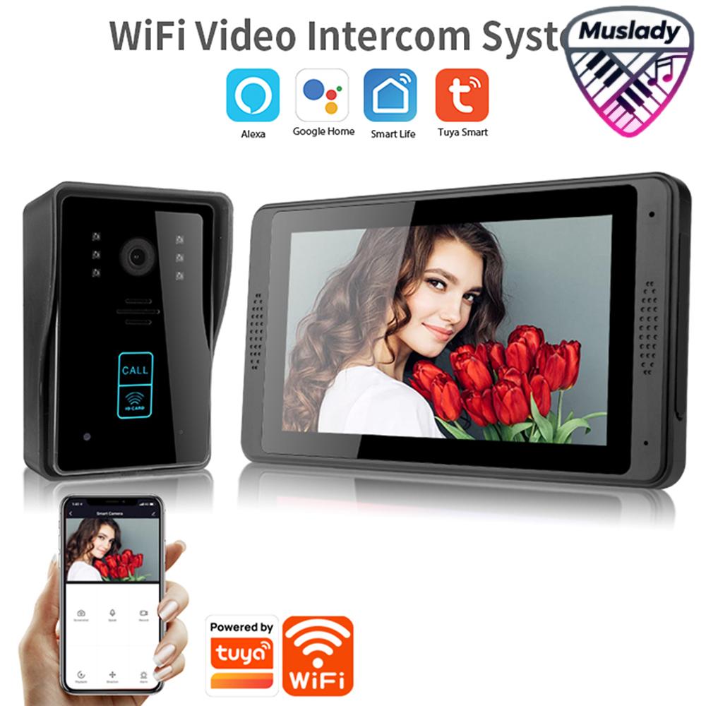 กล้องถ่ายรูปและอุปกรณ์ถ่ายภาพ Muslady สมาร์ท WiFi Doorbell วิดีโอ Intercom Doorbell พร้อมกล้อง Video Doorbell หน้าจอ LCD ขนาด 7 นิ้วรองรับการปลดล็อคระยะไกล TUYA APP