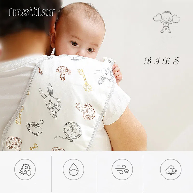 Insular Newborn baby diaper towel - spit-up shoulder pad - absorbent and soft saliva towel - bamboo cotton gauze baby bib ราคา 161 บาท*ส่งฟรี