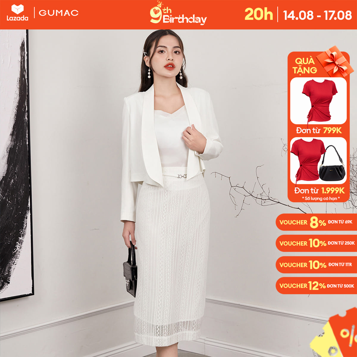 Chân váy suông midi thời trang gumac vd12078