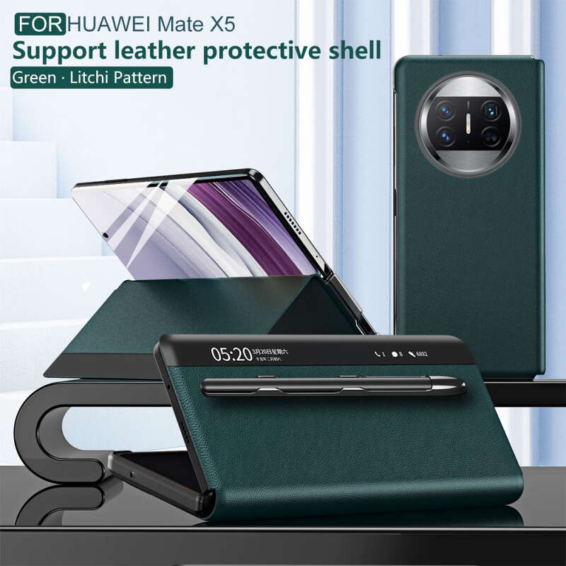 ชิ้นส่วนและอะไหล่อิเล็กทรอนิกส์ Mate X5 Case,สมาร์ทหน้าต่างหนังลายลิ้นจี่แม่เหล็กดูดฝาครอบเคสแบบพับปิดได้พร้อมที่วางปากกา ราคา 7,989 บาท*ส่งฟรี