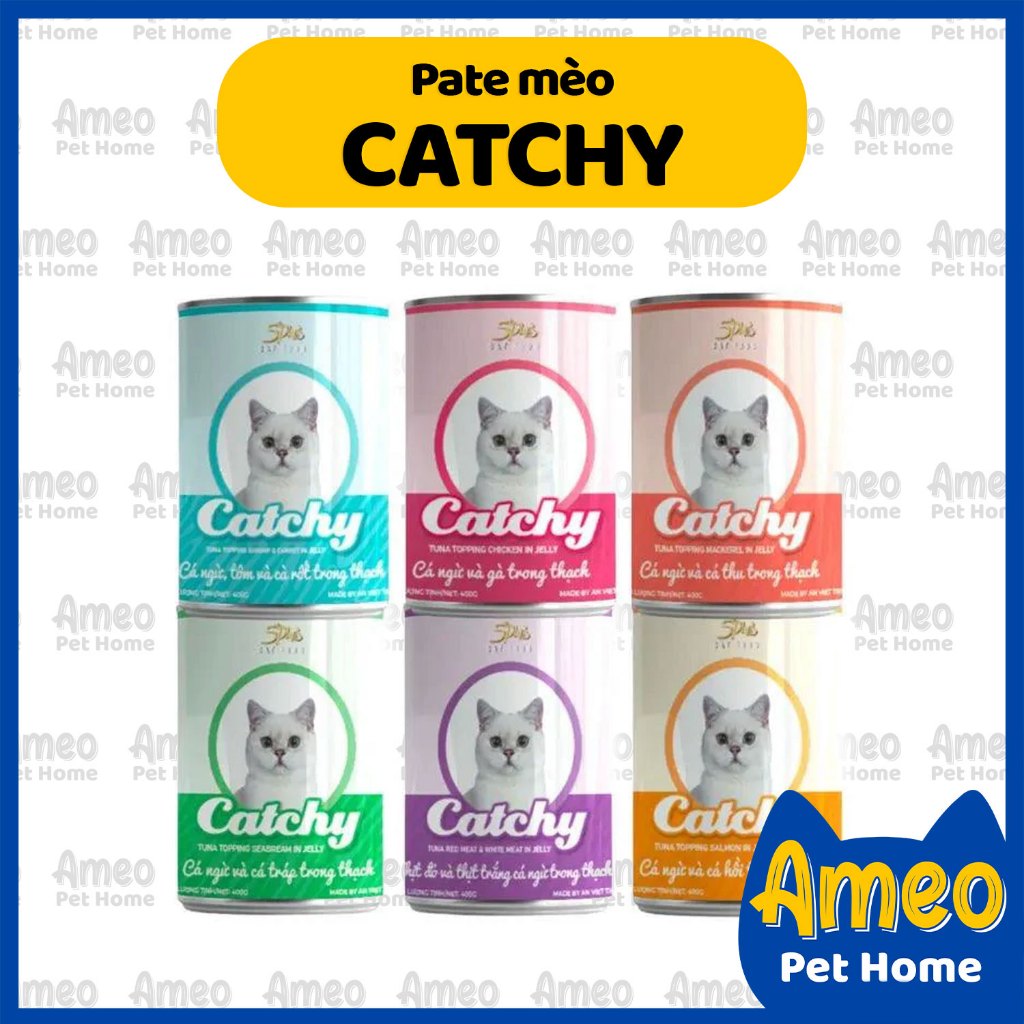 PATE CATCHY 400g, pate mèo lon catchy, thức ăn mèo con