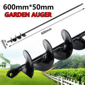 Garden Auger Drill Bit 50x600mm - Anti-Slip Design