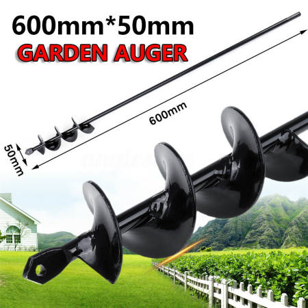 Garden Auger Drill Bit 50x600mm - Anti-Slip Design