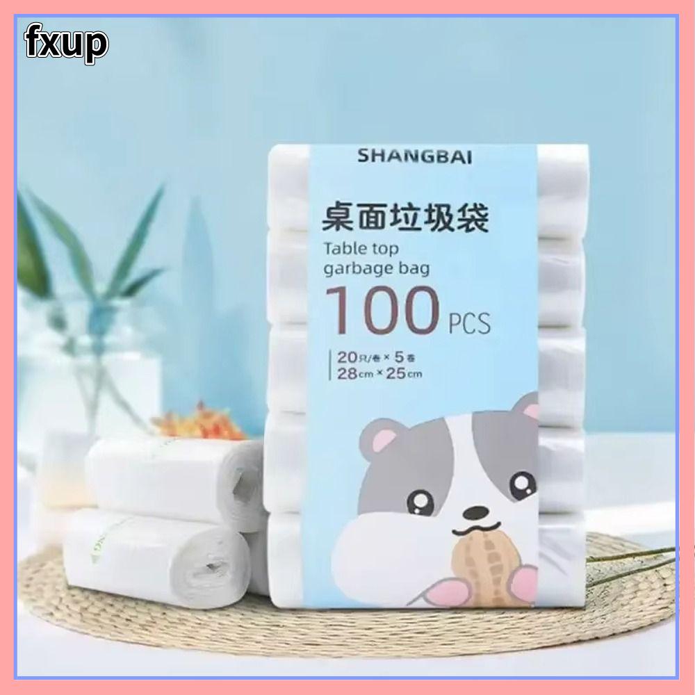 FXUP Dày Túi rác mini 100 miếng Dùng một lần Túi đựng rác Di động Nhỏ Túi rác để bàn dùng cho bàn