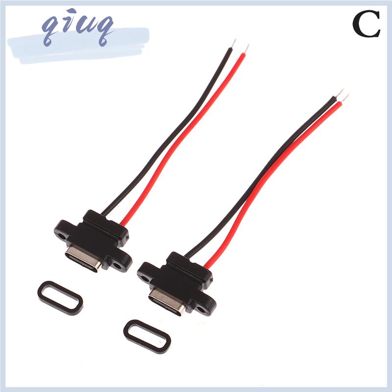 [qiuq] Loại C 2 pin cổng nữ không thấm nước với lỗ vít Giao diện sạc nhanh - 2