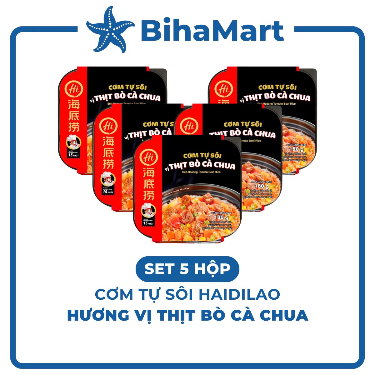 [SET 5 HỘP] - YIHAI - Cơm tự sôi Haidilao hương vị Bò cà chua, Cơm tự sôi Hadilao bò cà chua (180g/hộp)