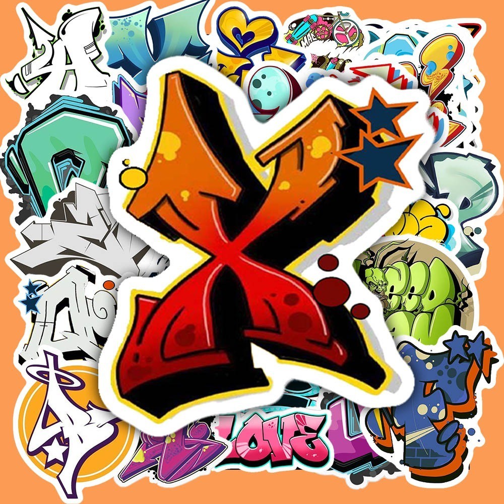 Hộp 50 Miếng Dán Sticker Hình CHỮ GRAFFITI - Chống Thấm Nước Đa Năng Dùng Trang Trí Vali, Laptop, Tủ Lạnh - Gì Cũng In