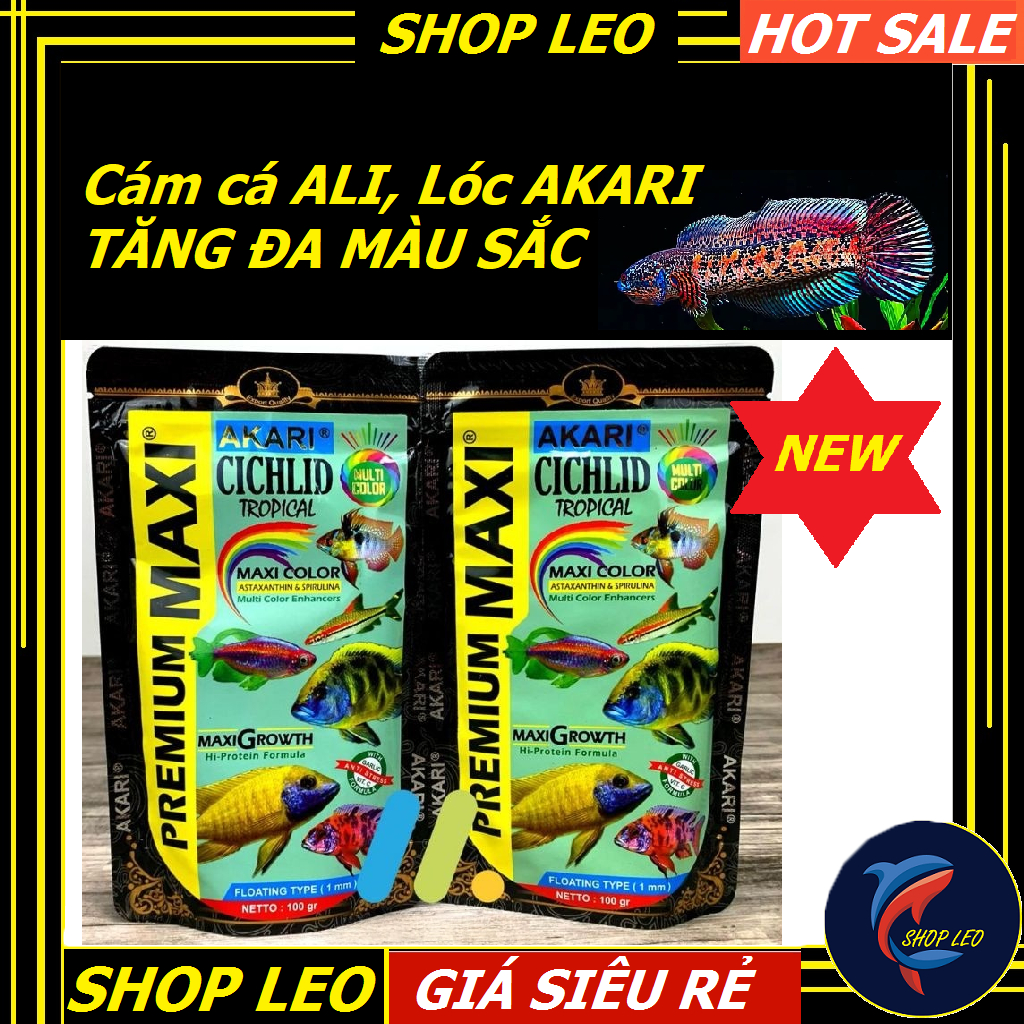 Cám cá Lóc AKARI MAXI 1mm (hạt nổi) Cám tăng Đa Màu Sắc cho các dòng cá Ali lóc lạnh nhiều màu như N