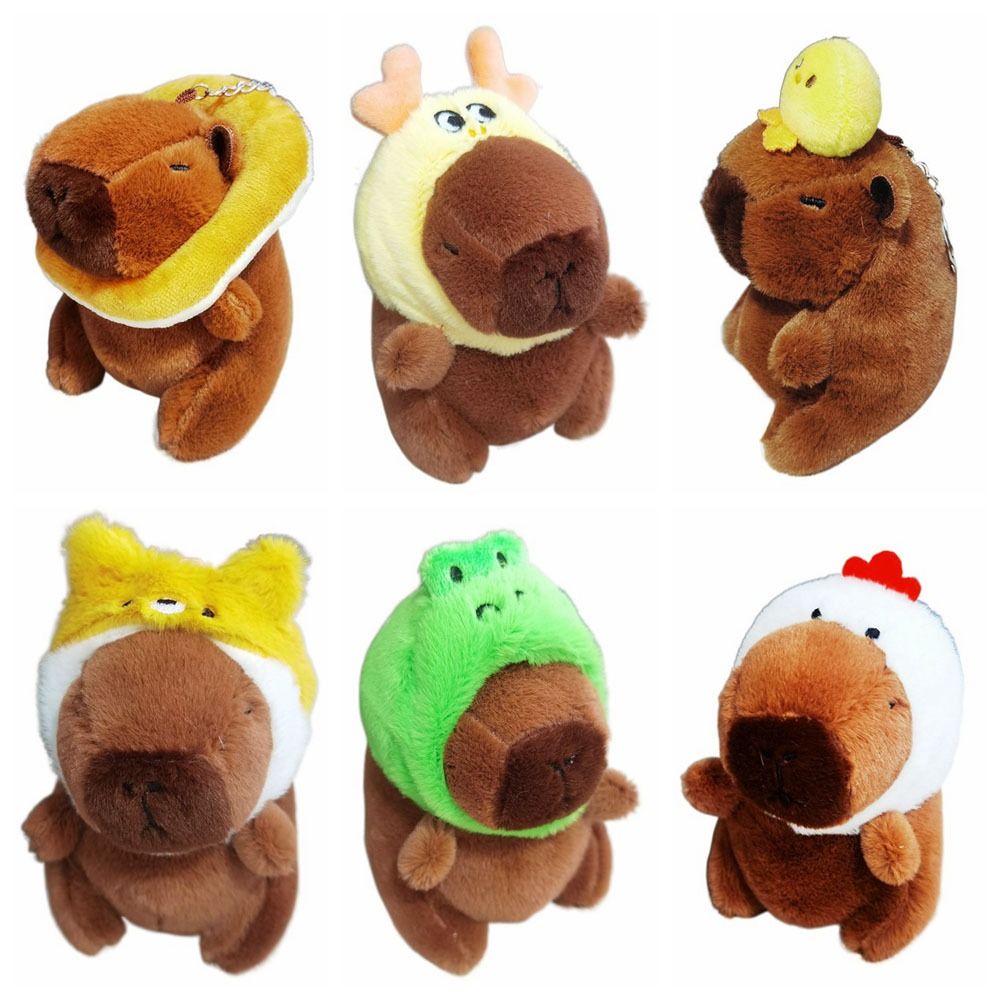ANNA Nhiều màu Móc khóa vải nhung lông Phim hoạt hình capybara Đồ chơi dễ thương Búp bê động vật fluffty Quà Tặng Thú nhồi bông dây chuyền capybara mô phỏng Quà sinh nhật