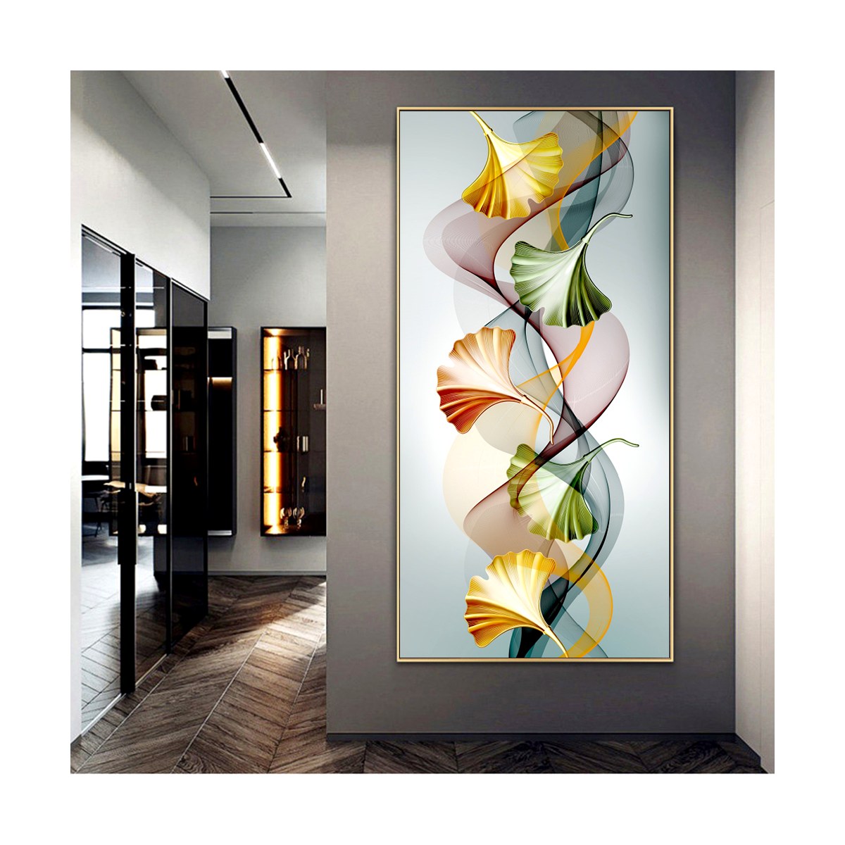 【Sun Cart】 Modern Abstract Art Leaves Poster Canvas Painting HD Print Artwork For Home Decor Gift (No Frame)