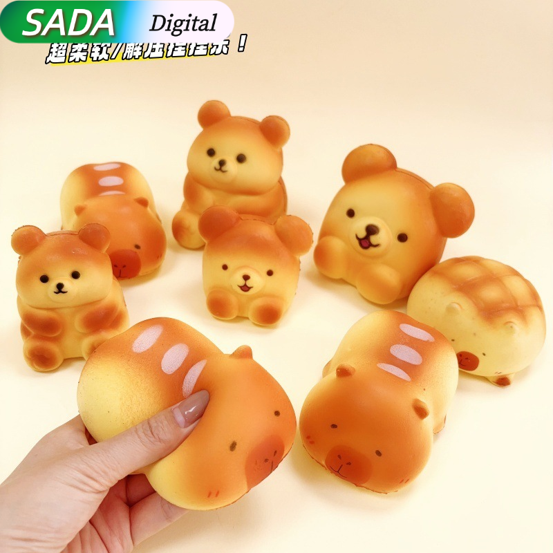 SADA Cute Bear Bread Squishy Toy Soft PU Stress Relief Animal Decor for Kids and Adults ราคา 66 บาท*ส่งฟรี