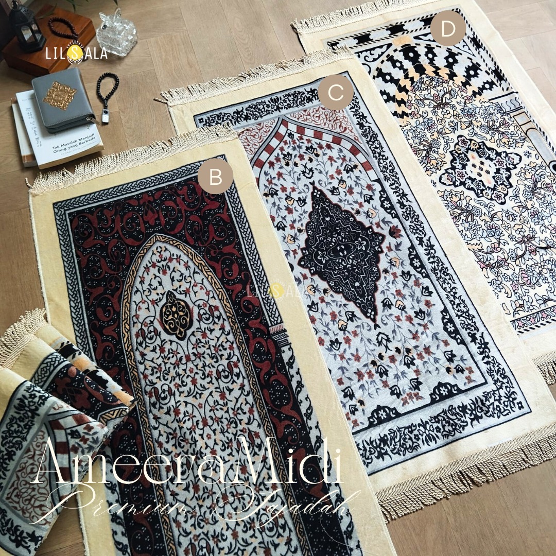 Sajadah Ameera Midi Lembut Cream Antislip Premium Hampers Ramadhan Parcel Lebaran Idul Fitri Souvenir…