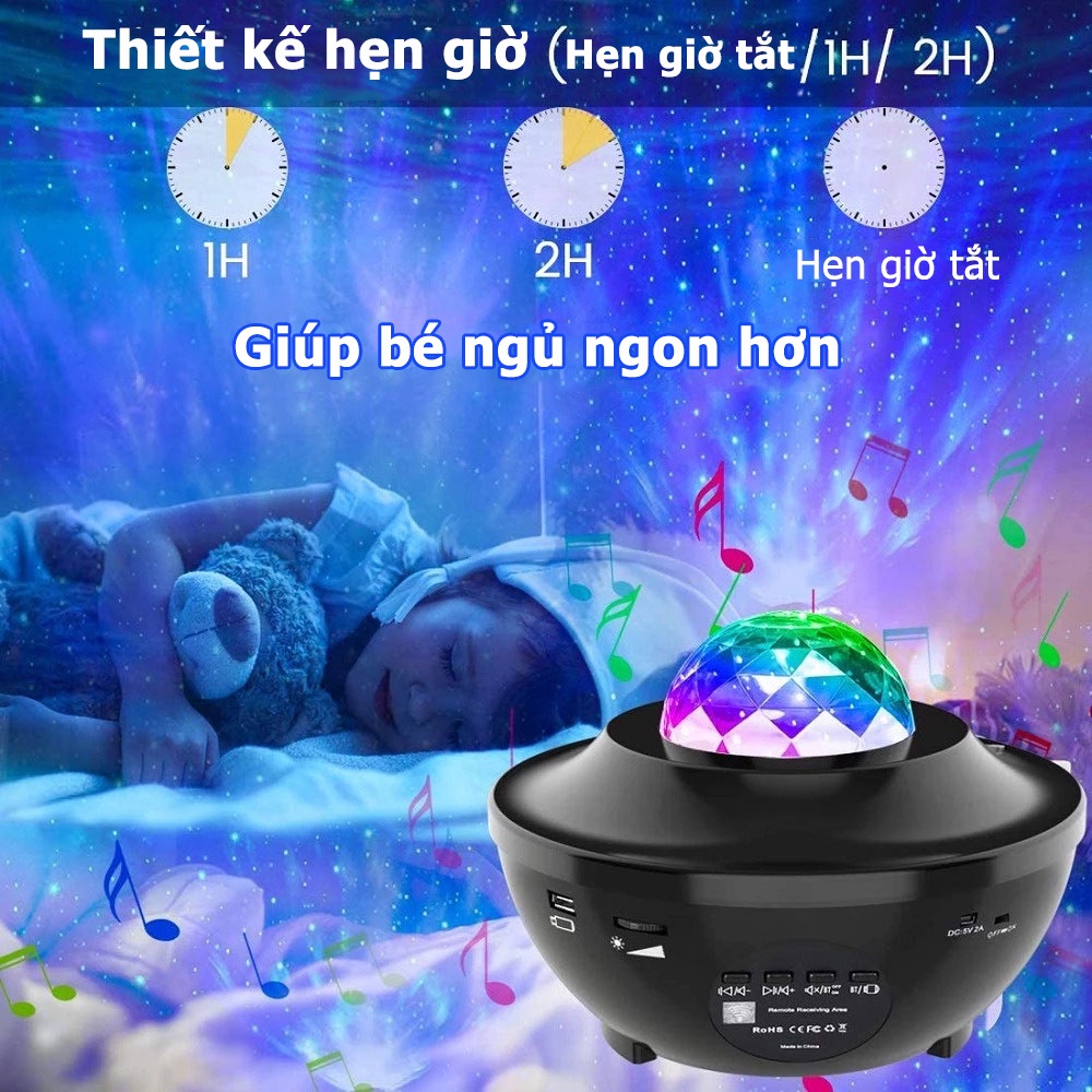 Đèn Chiếu Sao Galaxy trang trí phòng ngủ Đèn led tiktok chiếu laser ngàn sao kết nối Bluetooth và phát nhạc