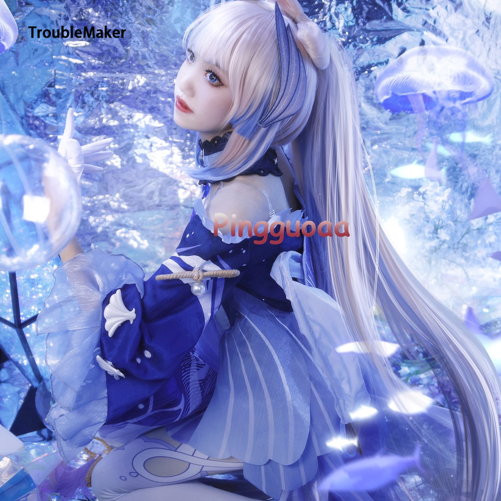 TroubleMaker AOI Genshin Impact Kokomi Cosplay Wig 120cm Pnk Light Blue Gradient Hair Heat Resistant Synthetic Wigs ราคา 484 บาท*ส่งฟรี