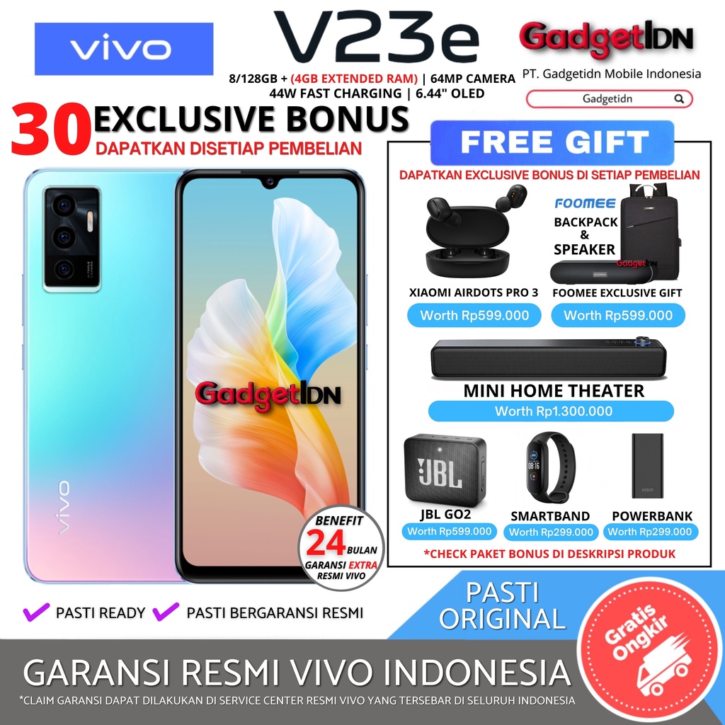 VIVO V23e V23 e 12/128GB ( 8GB RAM + 4GB Extended Ram ) Garansi Resmi vivo Harga 3,999,000 rupiah*Gratis Ongkir