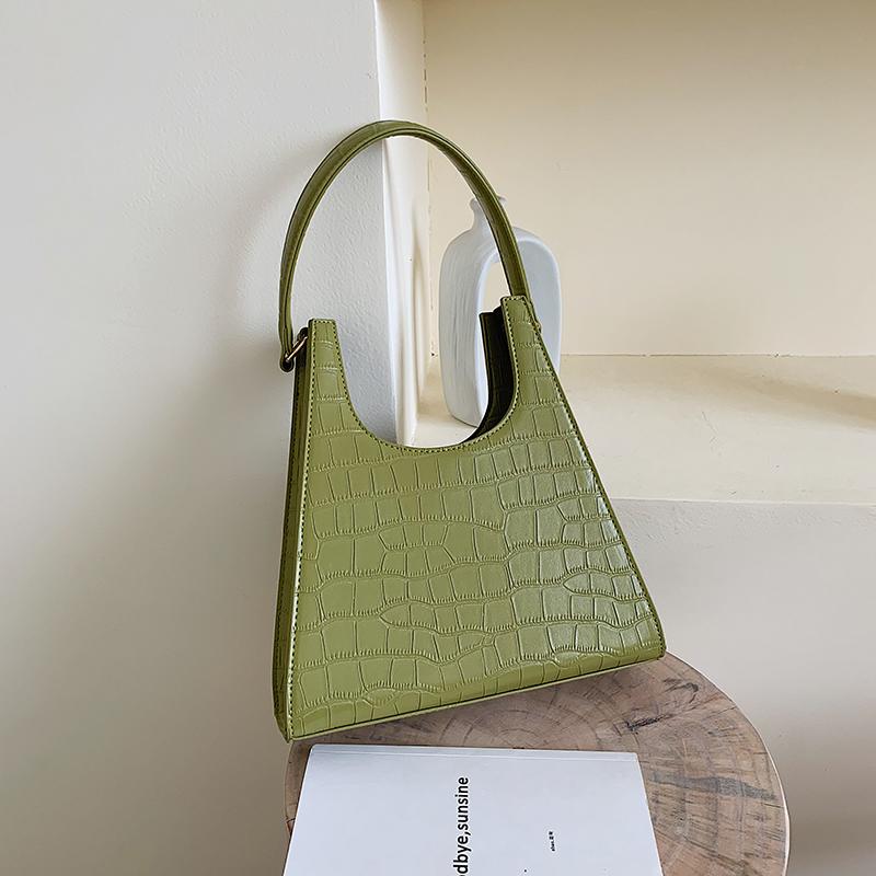 Autumn Hong Kong Style Vintage Bags Female 2019 New Style Fashion Korean Style Versitile Fashion Crocodile Pattern Elegant Portable Shoulder Bag