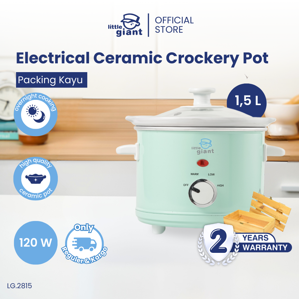 [ONLY REGULER/HEMATKARGO] Little Giant Electrical Ceramic Crockery Pot 15 L (INCLUDE PALET KAYU) | Slow Cooker MPASI