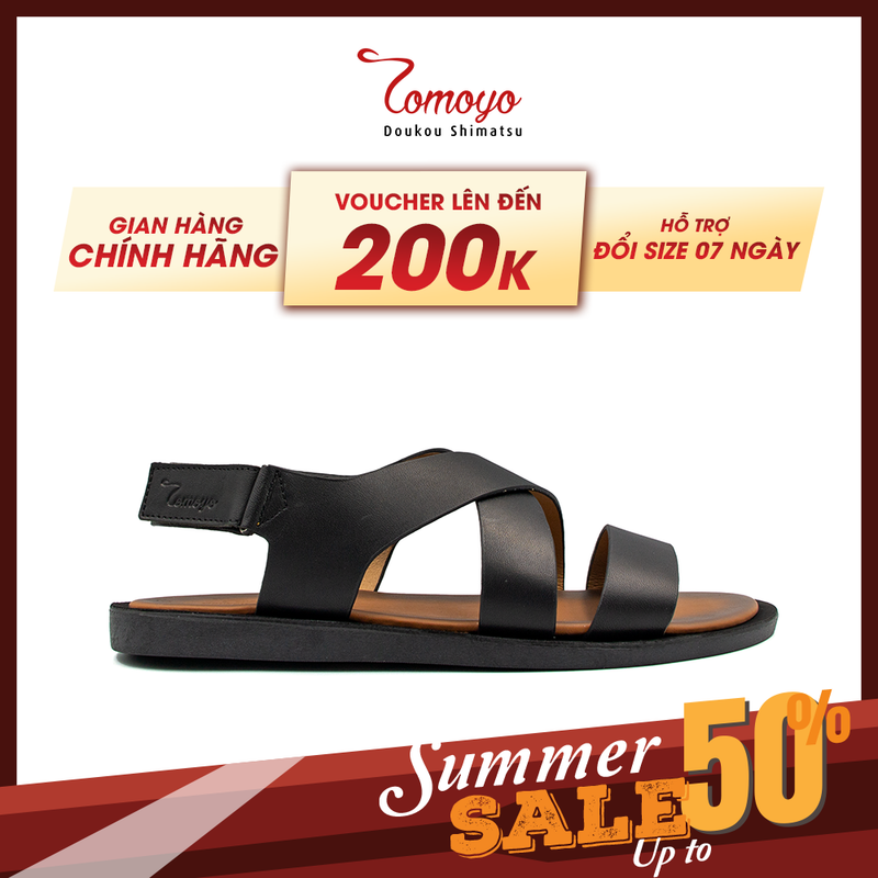 Dép sandal nam da bò cao cấp tomoyo tms80101