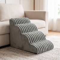 Homyl Foam-Filled Pet Stair Ramp Ribbed Dog Ramp with Washable Cover Stable Stairs Safe for Dogs Bed Sofa