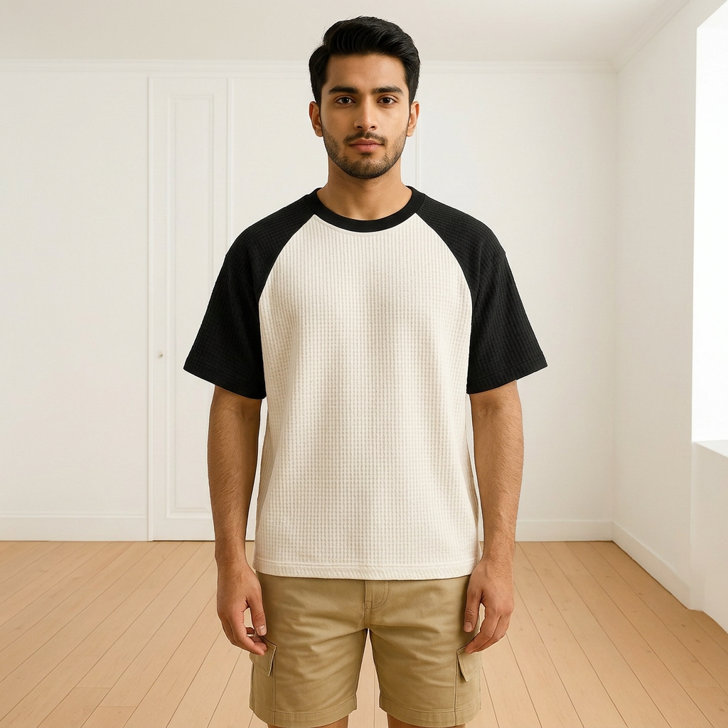 The Vintage Clothing Trendy Waffle Knit Color Block Oversized Tshirts For Men / Mens Tshirt / Oversized T Shirts For Mens
