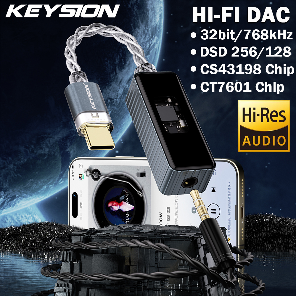 KEYSION Dual Chip CS43198+CT7601 Portable USB HFI DAC&AMP Mini Headphone Amplifier Lossless Portable Dongle DSD256 32Bit/768KHz ราคา 1,243 บาท*ส่งฟรี